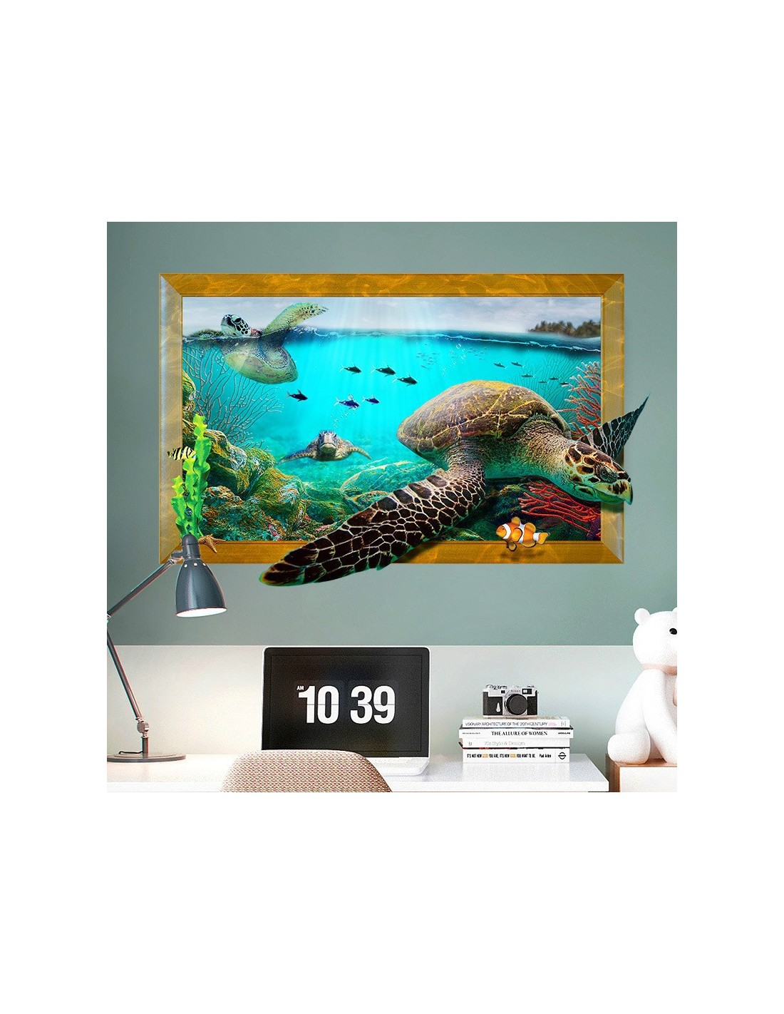 Wandtattoo 3D Meeresschildkröten 60x90cm Unterwasserwelt