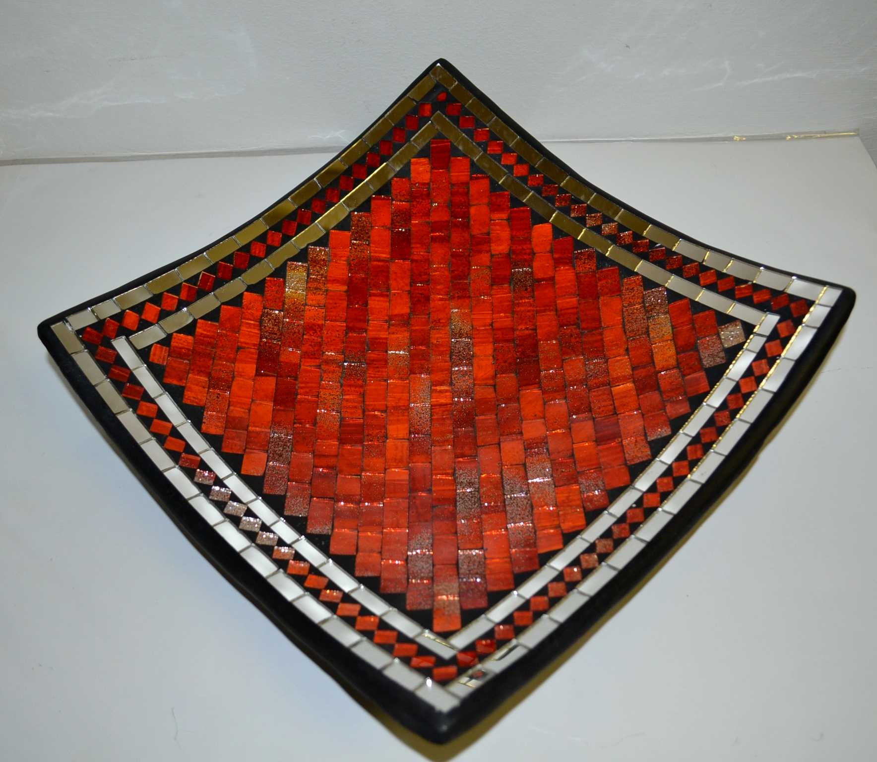 Dekorteller Mosaik Rot Orange